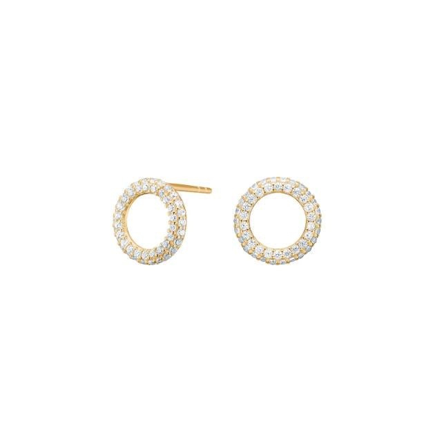 PaulaNor hoops i 18 karat forgyldt sølv fra JoanliNor med klare zirkonia, 10 mm